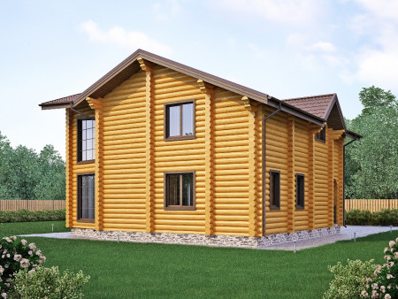 Сруб большого двухэтажного дома 192,8 м2