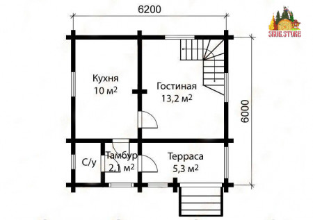 Сруб дома 6х6 м