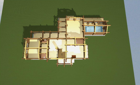 Одноэтажный дом из рубленного бревна (сосна) 760 кв.м 