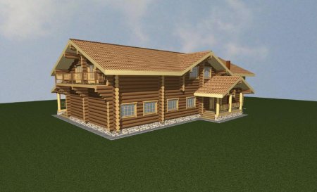 Одноэтажный дом из рубленного бревна (сосна) 760 кв.м 