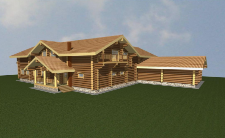 Одноэтажный дом из рубленного бревна (сосна) 760 кв.м 