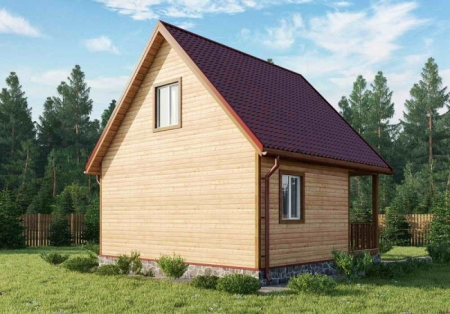 Баня из бруса 6x6 м (47,3 кв.м) с мансардой