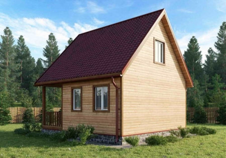 Баня из бруса 6x6 м (47,3 кв.м) с мансардой