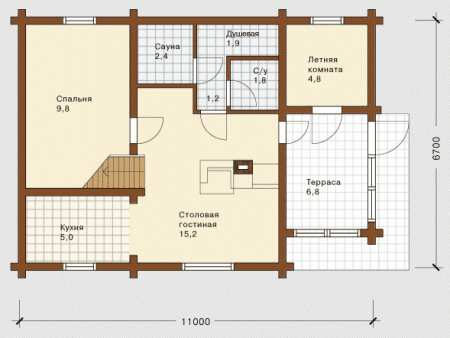 Сруб дома 62,2 м2