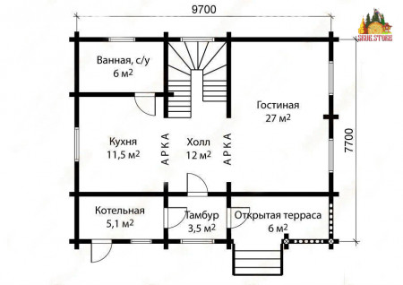 Сруб дома 6х8 м