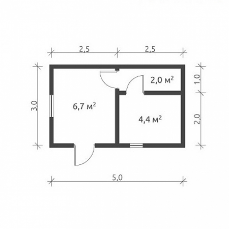 Баня из бруса 3x5 м (15 кв.м)