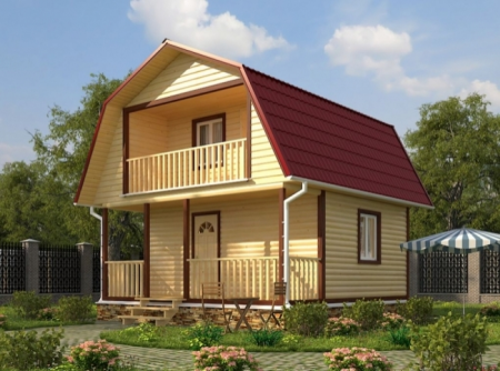 Баня из бруса 6x6 м (48,3 кв.м) с мансардой