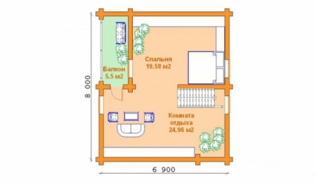 Сруб большой бани 6,9х8 м, 87.6 кв. м, с мансардой