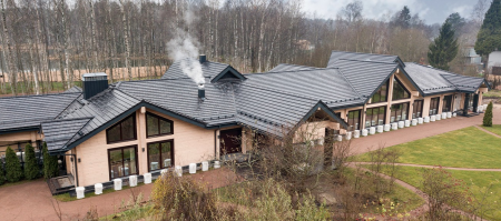 Загородная резиденция из клеёного бруса с кинозалом и оранжереей, 1 этаж, 996 м2