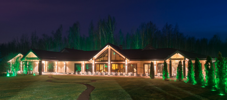 Загородная резиденция из клеёного бруса с кинозалом и оранжереей, 1 этаж, 996 м2