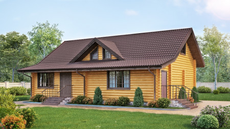 Сруб дома с мансардой 169,33 м2