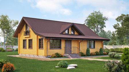 Сруб дома с мансардой 169,33 м2