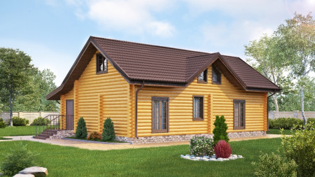 Сруб дома с мансардой 169,33 м2