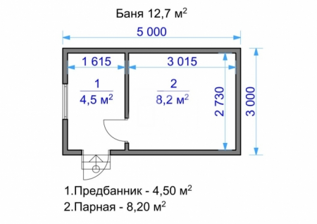 Баня из бруса 3x5 м (12,7 кв.м)