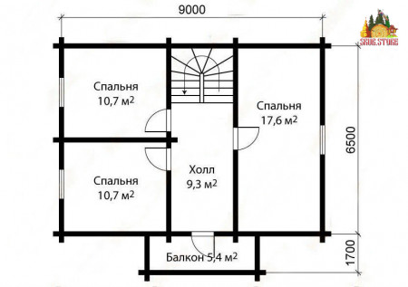 Сруб дома 6х9 м