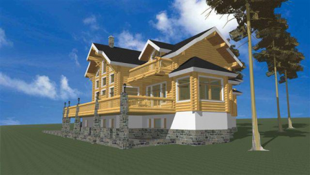 Двухэтажный дом из рубленного бревна (сосна) 414 кв.м