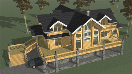 Двухэтажный дом из рубленного бревна (сосна) 414 кв.м