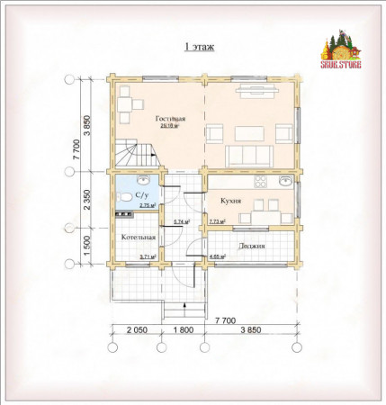 Сруб дома 7х8 м