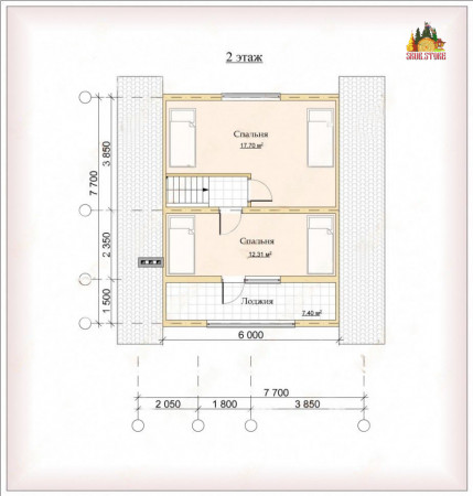 Сруб дома 7х8 м