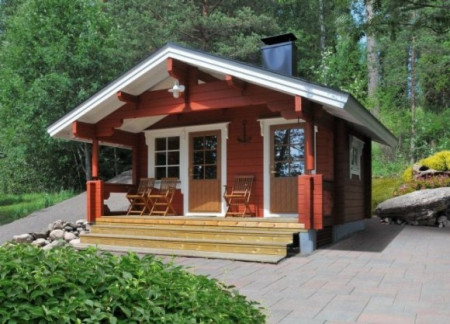 Небольшая баня для дачи из двойного бруса, 5.2х4.4 м 