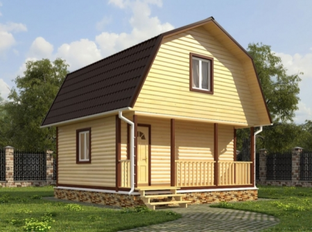 Баня из профилированного бруса 6x6 м (57 кв.м) с мансардой