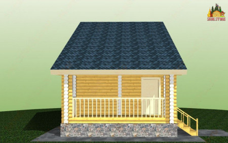 Сруб дома с мансардой и террасой 65 м2