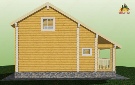 Сруб дома с мансардой и террасой 65 м2