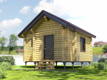 Баня из рубленного бревна 5,5х5,5 м, 22 кв. м, с комнатой отдыха