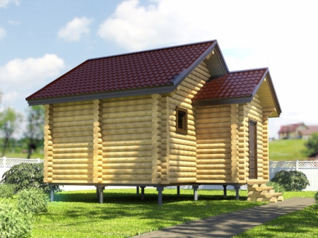 Баня из рубленного бревна 5,5х5,5 м, 22 кв. м, с комнатой отдыха