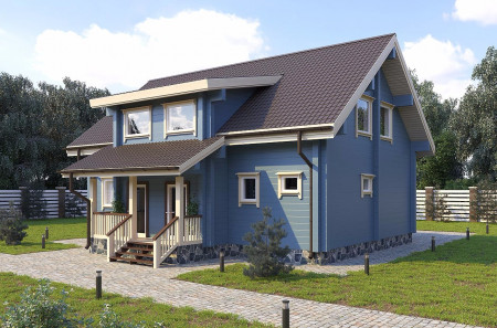 Дом из клеёного бруса с мансардой и вторым светом, 2 этажа, 197 м2