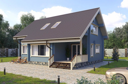 Дом из клеёного бруса с мансардой и вторым светом, 2 этажа, 197 м2