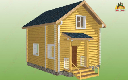 Сруб дома с мансардой 66 м2