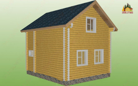 Сруб дома с мансардой 66 м2