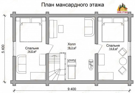 Сруб дома 8х9 м