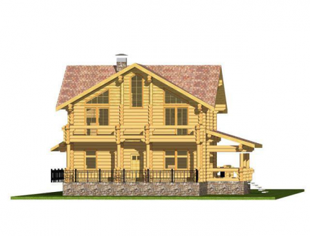 Двухэтажный дом из рубленного бревна с террасами (сосна) 506 кв.м