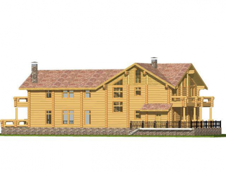 Двухэтажный дом из рубленного бревна с террасами (сосна) 506 кв.м