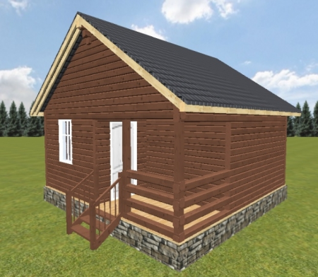 Баня из профилированного бруса 6x6 м (30,5 кв.м) с террасой