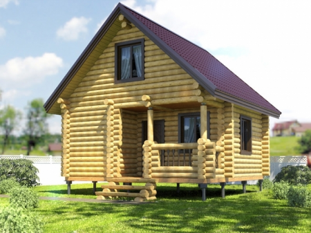 Баня из рубленного бревна 5,5х5,5 м, 38 кв. м, с мансардой