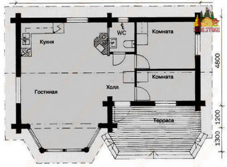 Сруб одноэтажного дома 69 м2