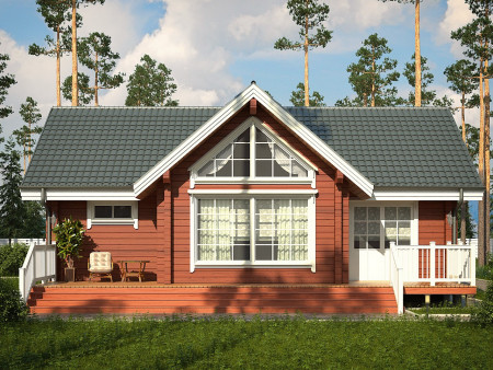 Летний загородный дом из клеёного бруса со вторым светом и верандой, 2 этажа, 163 м2