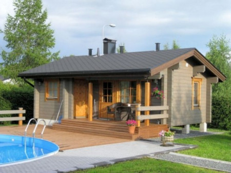 Баня с террасой из двойного бруса, 7х5.1 м, (25 кв.м) 