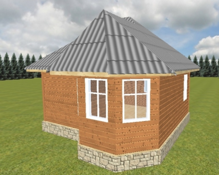 Одноэтажная баня из бруса 6x6 м (32,1 кв.м)