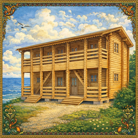 Двухэтажная гостиница из профилированного минибруса 6×9 м, 4 номера