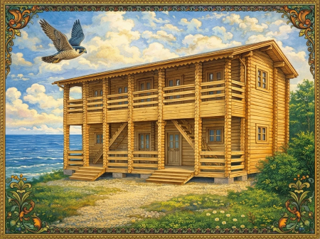 Двухэтажная гостиница из профилированного минибруса 6×9 м, 4 номера