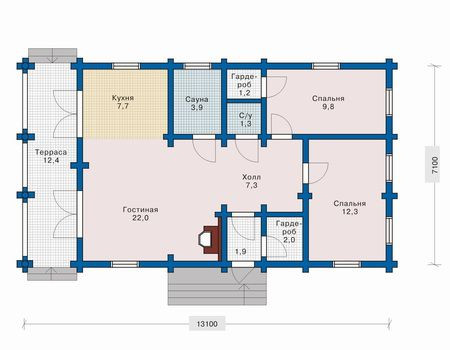 Сруб дома 69,4 м2