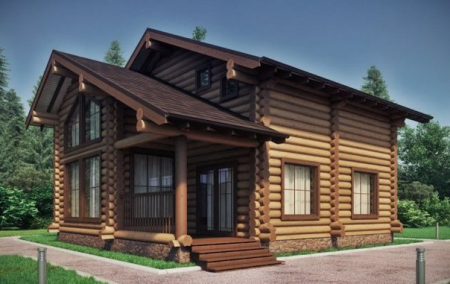Двухэтажный дом из бревна 9х10,5 м (155 кв.м)