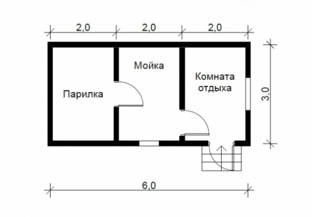 Баня из бруса 3x6 м (18 кв.м)