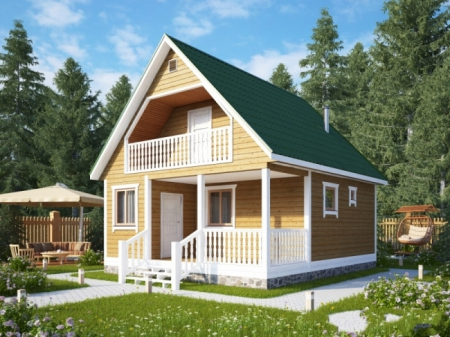 Баня из бруса 6x7 м (59 кв.м) с мансардой