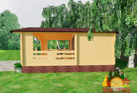 Гостевой домик из мини бруса 6x6,5 м, 2 номера
