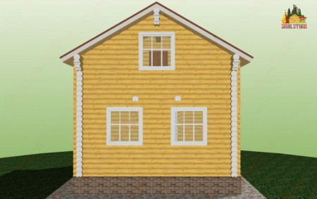 Сруб дома с мансардой и крыльцом 70 м2